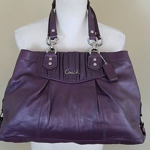 Coach Ashley Purple Plum Leather Satchel Purse